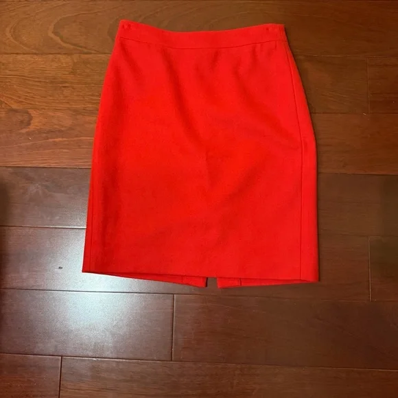 J. Crew The Pencil Skirt Red Wool Professional Skirt Size 0 - Picture 2 of 8